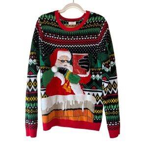 Ugly Christmas‎ Sweater Santa Claus Chimney Holiday Festive Knit Sweater Small